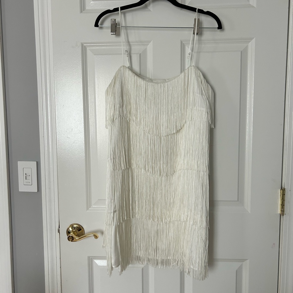 White Fringe Dress Abercrombie and Fitch
